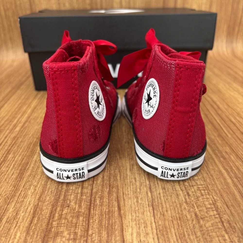 Converse CTAS 1V Hi Infant Size‎ 7 Red Polka Dot Ribbon Bow A15143F NEW